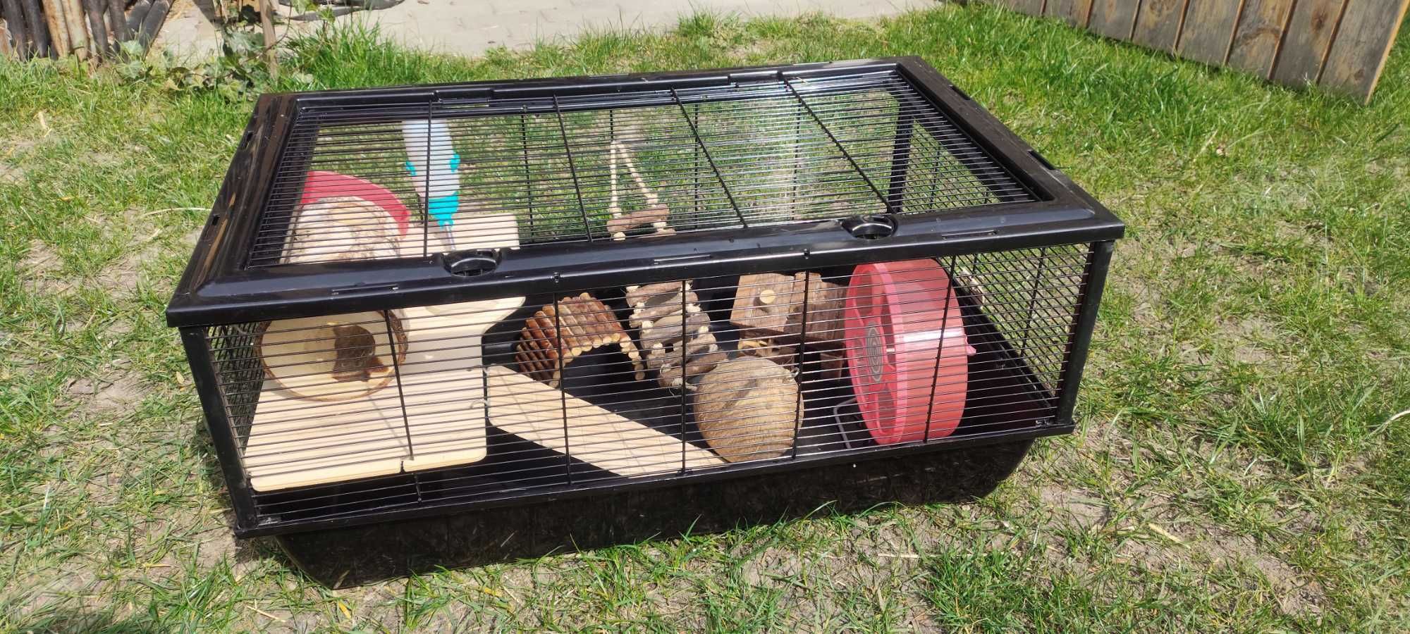 klatka dla chomika + dużo dodatków, transporter, kula, trociny