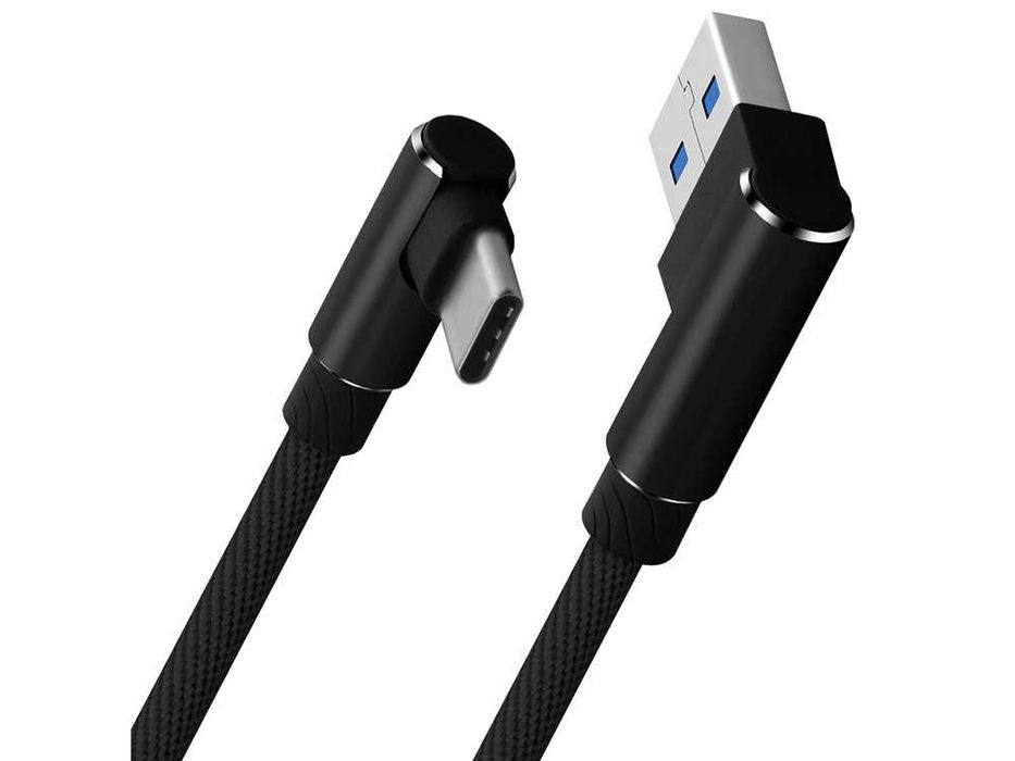 Kabel przewód USB USB-C TYP C kątowy do ładowania QC do telefonu oplot