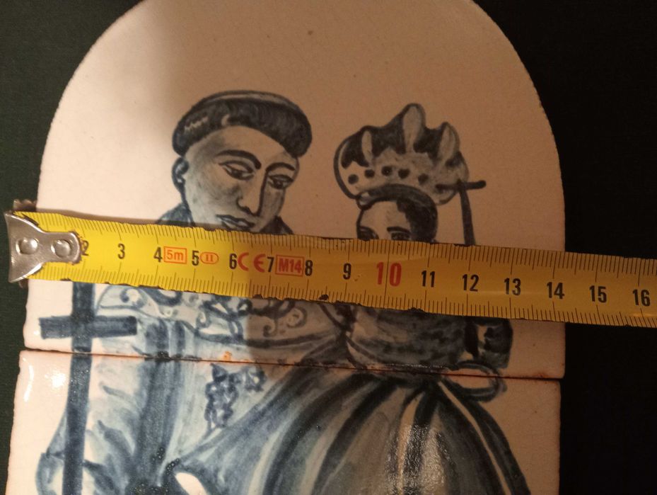 Vintage Painel 3 Azulejos Santo Antonio Assinado