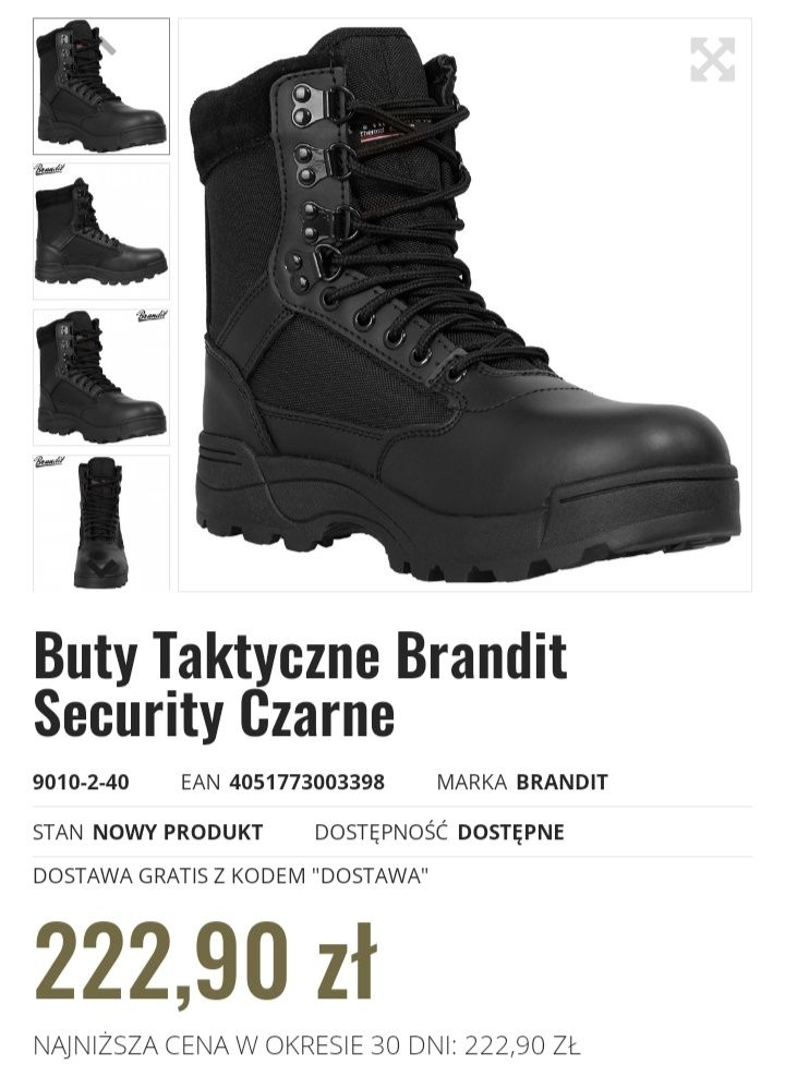 buty do munduru taktyczne brandit security czarne
