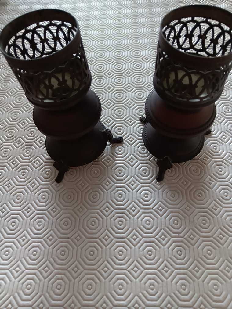 Conjunto de castiçais em estanho e cobre anos 60