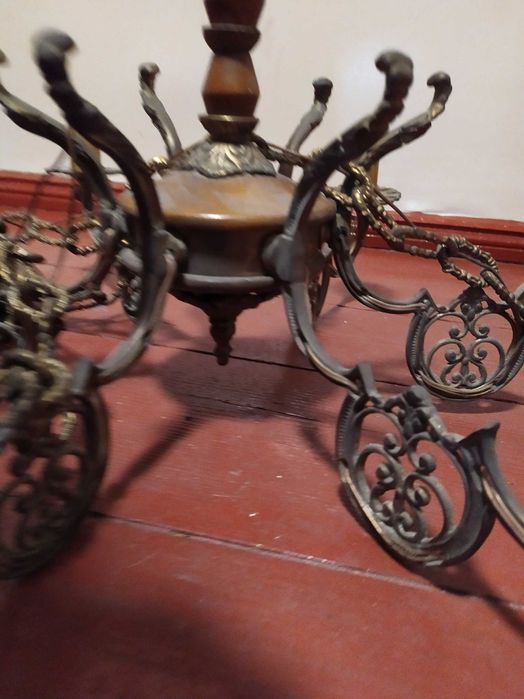 Stary mosiężny żyrandol 6 ramienny