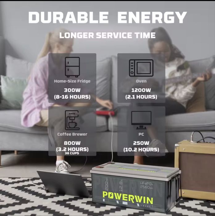 PowerWin - 12V 200Ah LiFePO4 акумулятори