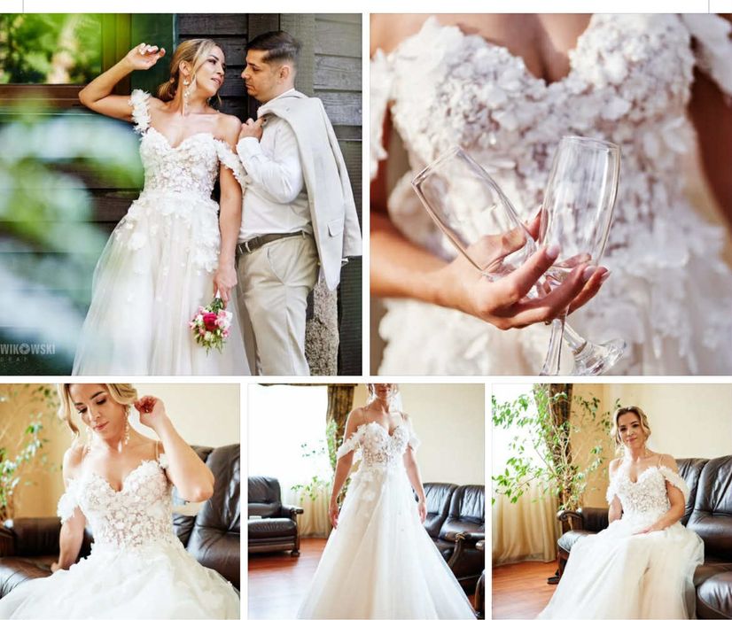 Suknia ślubna z kwiatami 3D