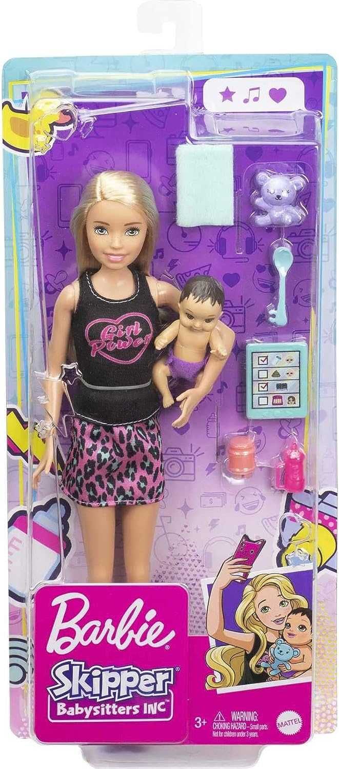 Лялька барбі скіпер блондинка з немовлям. Barbie Skipper Babysitters