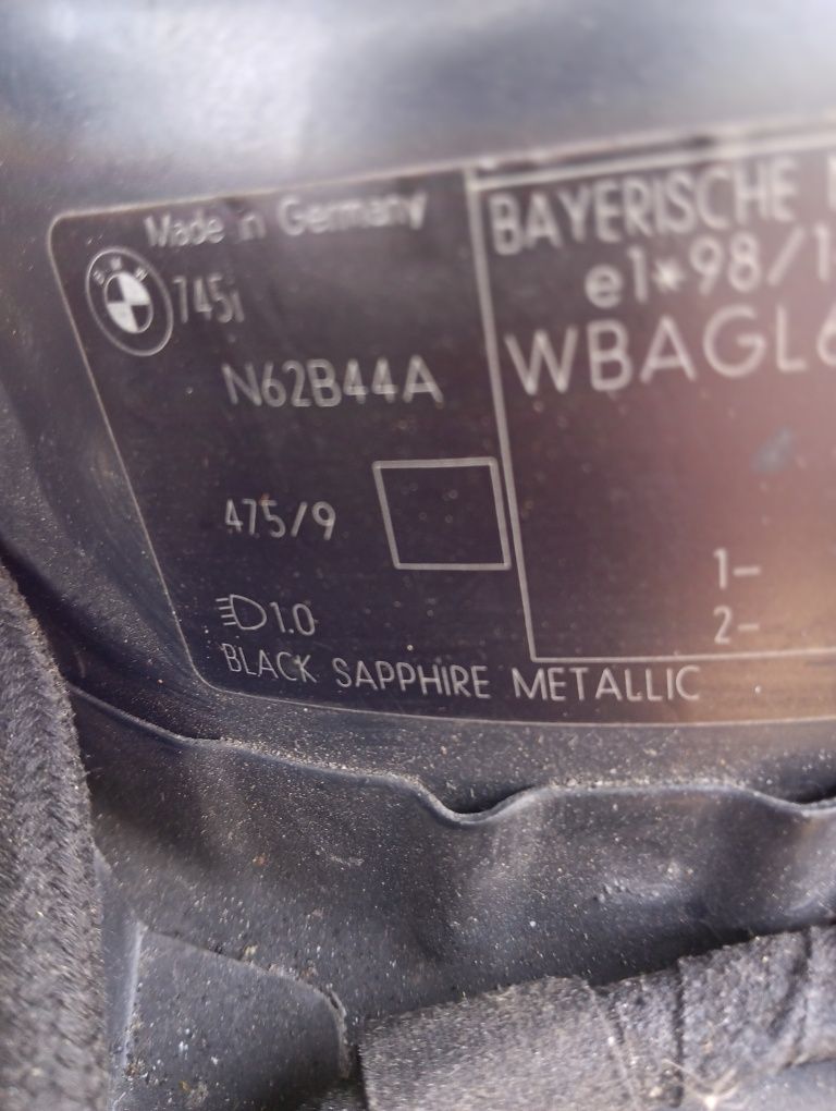 BMW E65 MASKA przód BLACK SAPPHIRE 476/9 błotnik PRAWY lewy pas belka