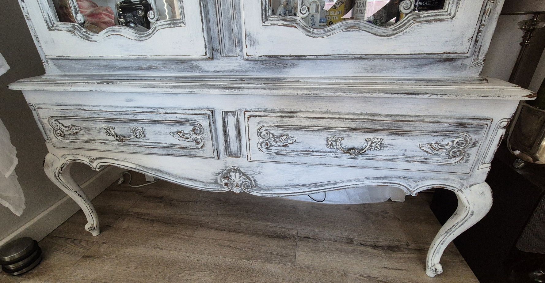 Witryna biblioteka serwantka odnowiona ludwik glamour home shabby chic