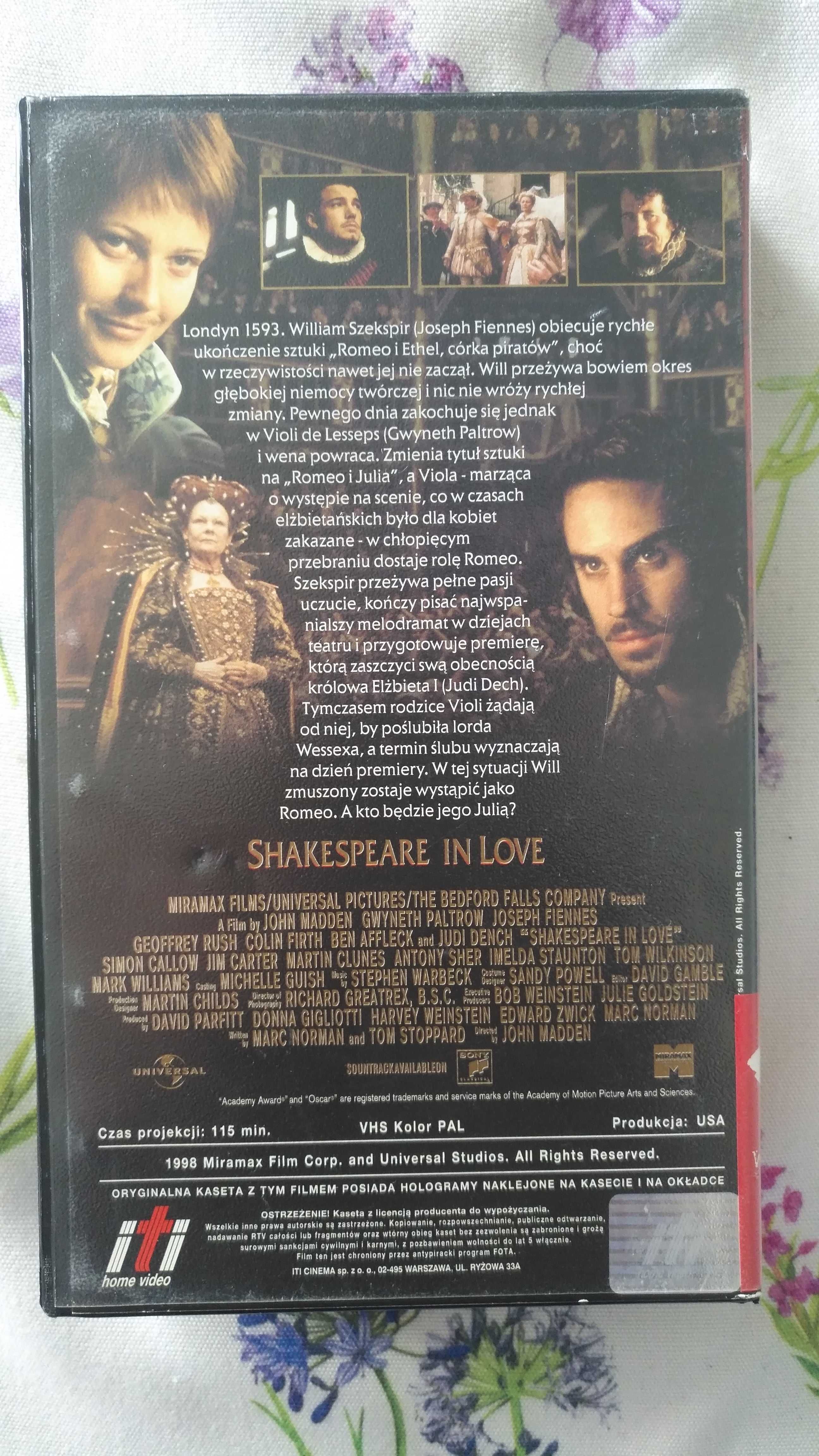 Zakochany Szekspir film na kasecie VHS