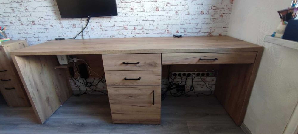 Biurko drewniane - duże, solidne, cichy domyk!