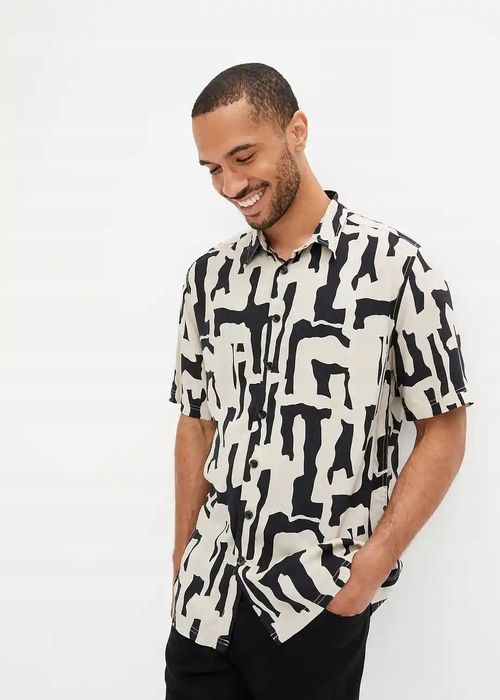 B.P.C koszula męska z wiskozy we wzory z krótkim rękawem 47/48.