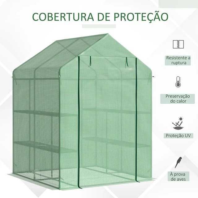 Estufa para Plantas com Prateleiras 143x138x190cm