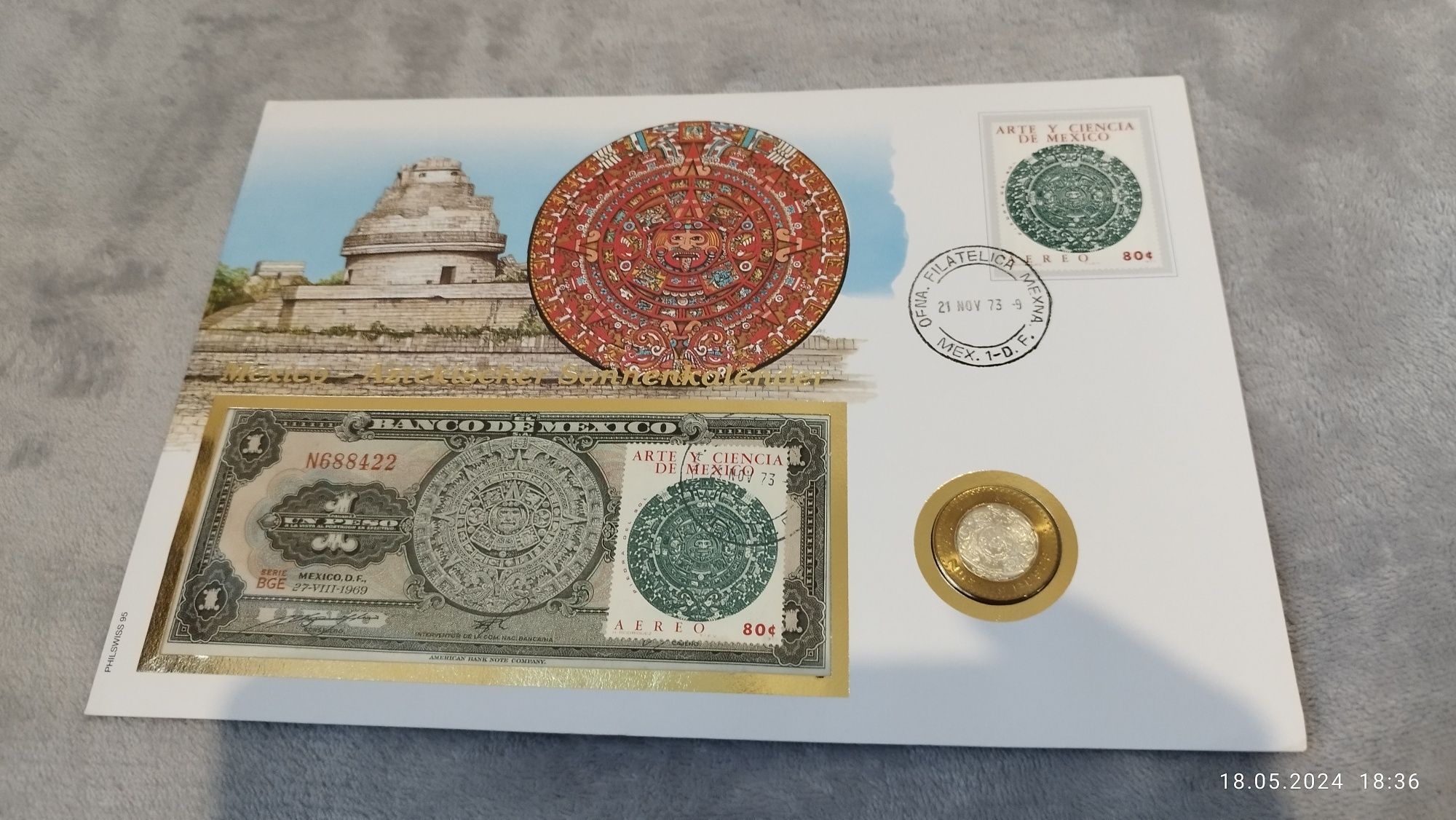 Kolekcja monet banknotów kopert Meksyk reszta świata
