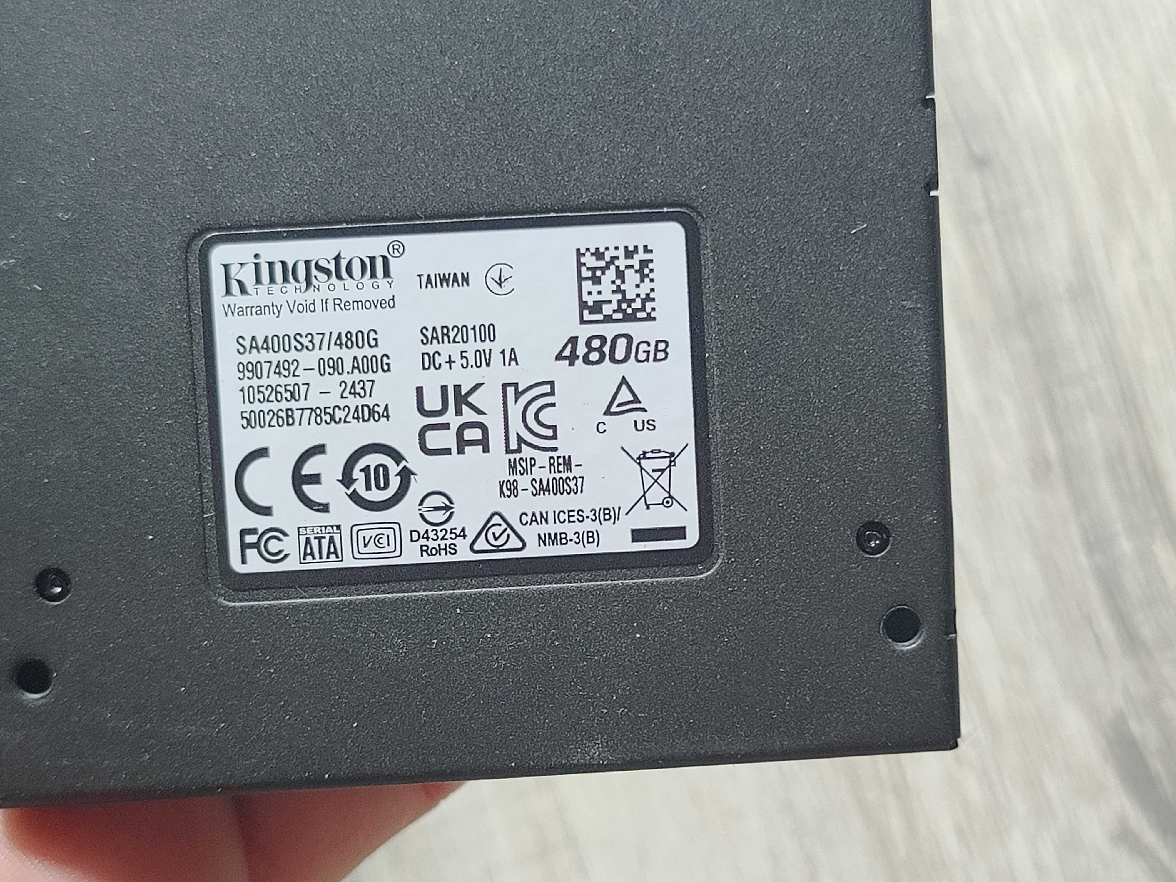 SSD диск Kingston SSDNow A400 480GB 2.5 SATAIII 3D VNAND SA400S37/480G