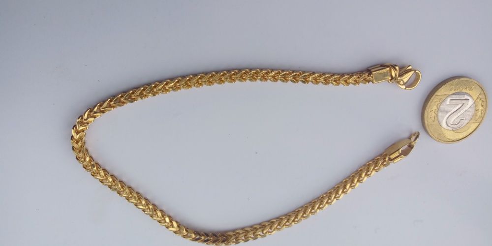 Złot bransoletka,Pozłacana bransoletka,14k,585,ITALY 316L GOLD NOWA.LV
