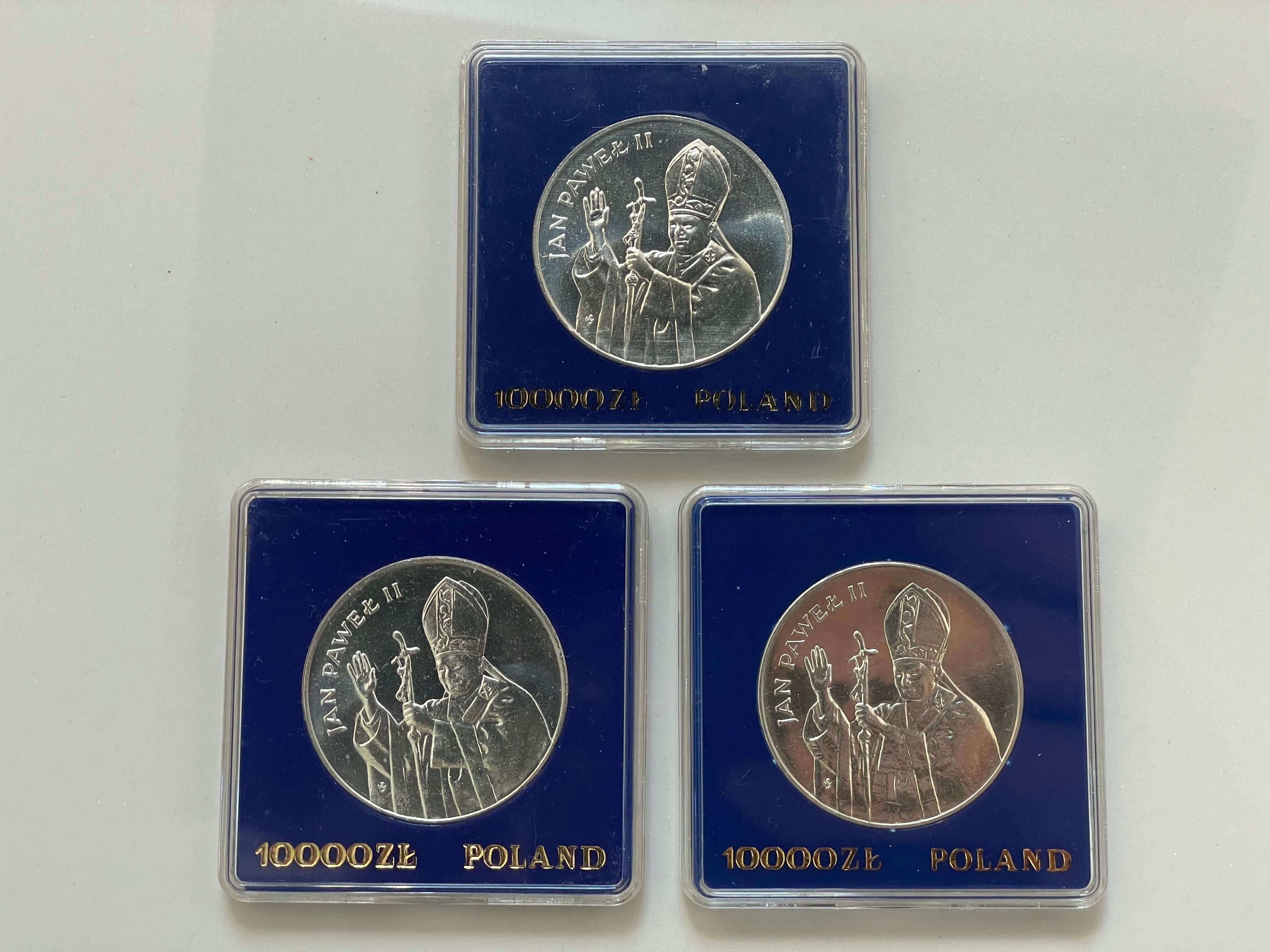 Zestaw 3 szt. 10000 zł Jan Paweł II 1987 (oryginalne kapsle PRL)