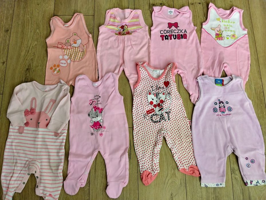 Śpiochy 62 dla dziewczynki 8 szt