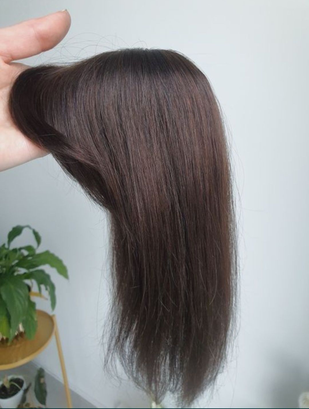 Mini Tupet topper z włosów naturalnych w 100% ciemny brąz