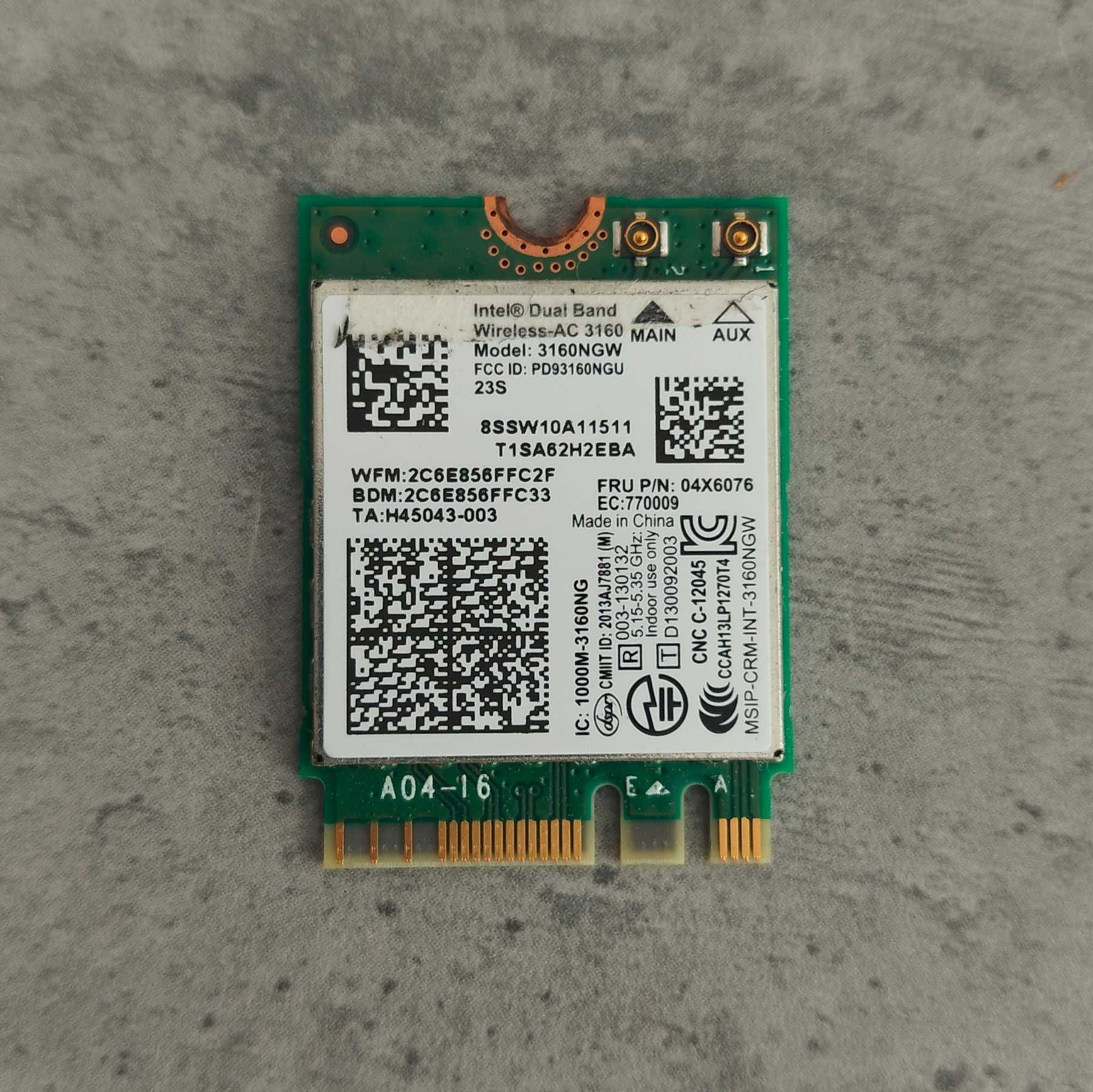Karta WIFI Intel 3160NGW 04X6076 Dual Band Wireles
