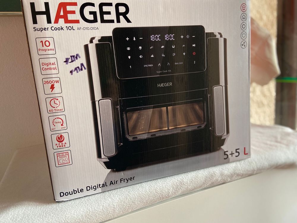 Air Fryer Digital HAEGER Super Cook 10L – Nova!