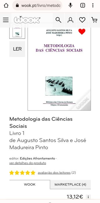 Livro metodologia das ciências sociais, Augusto Santos Silva