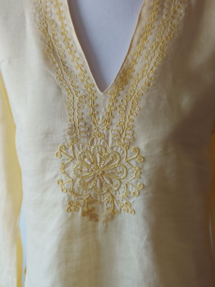 Túnica Amarelo Claro bordada - Zara - Tam° S