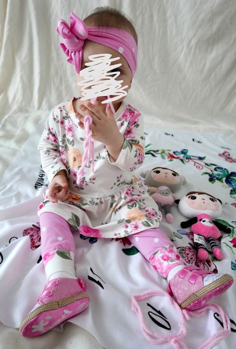 Komplet kwiaty. Niechodki. Jak newbie. Spodnie, opaska, tunika.