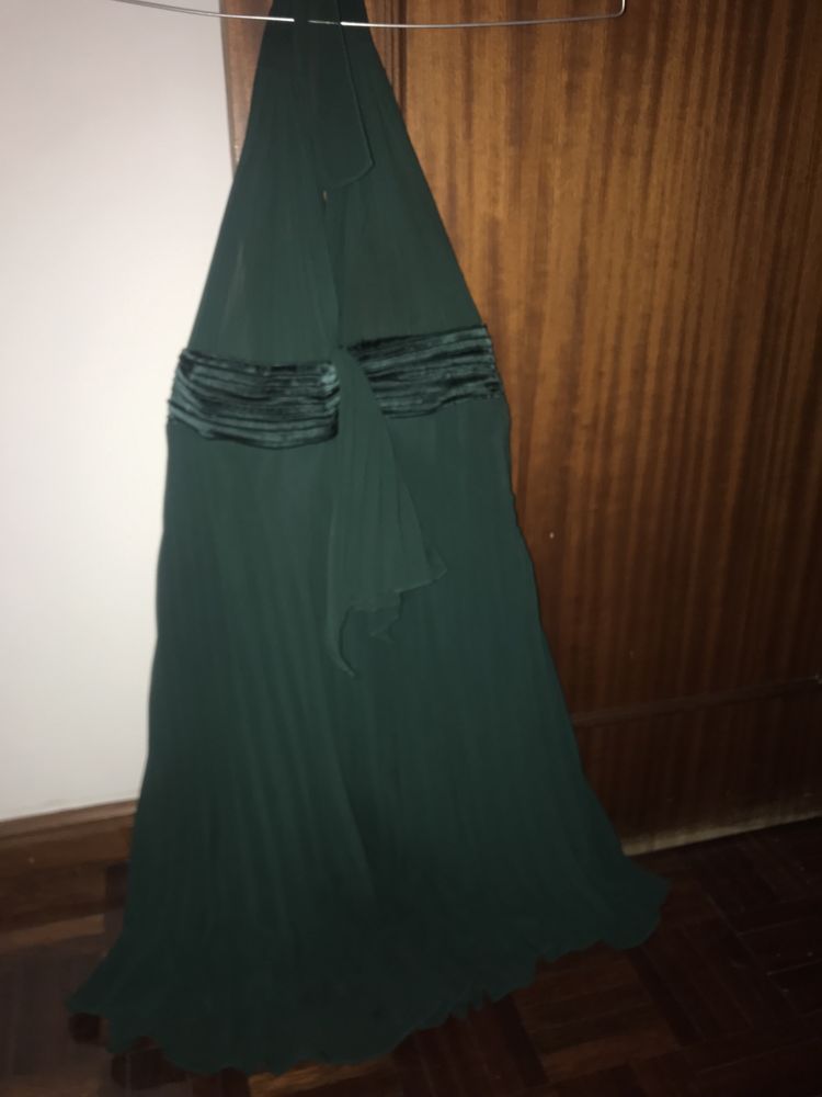 Vestido de cerimonia verde garrafa usado 1x