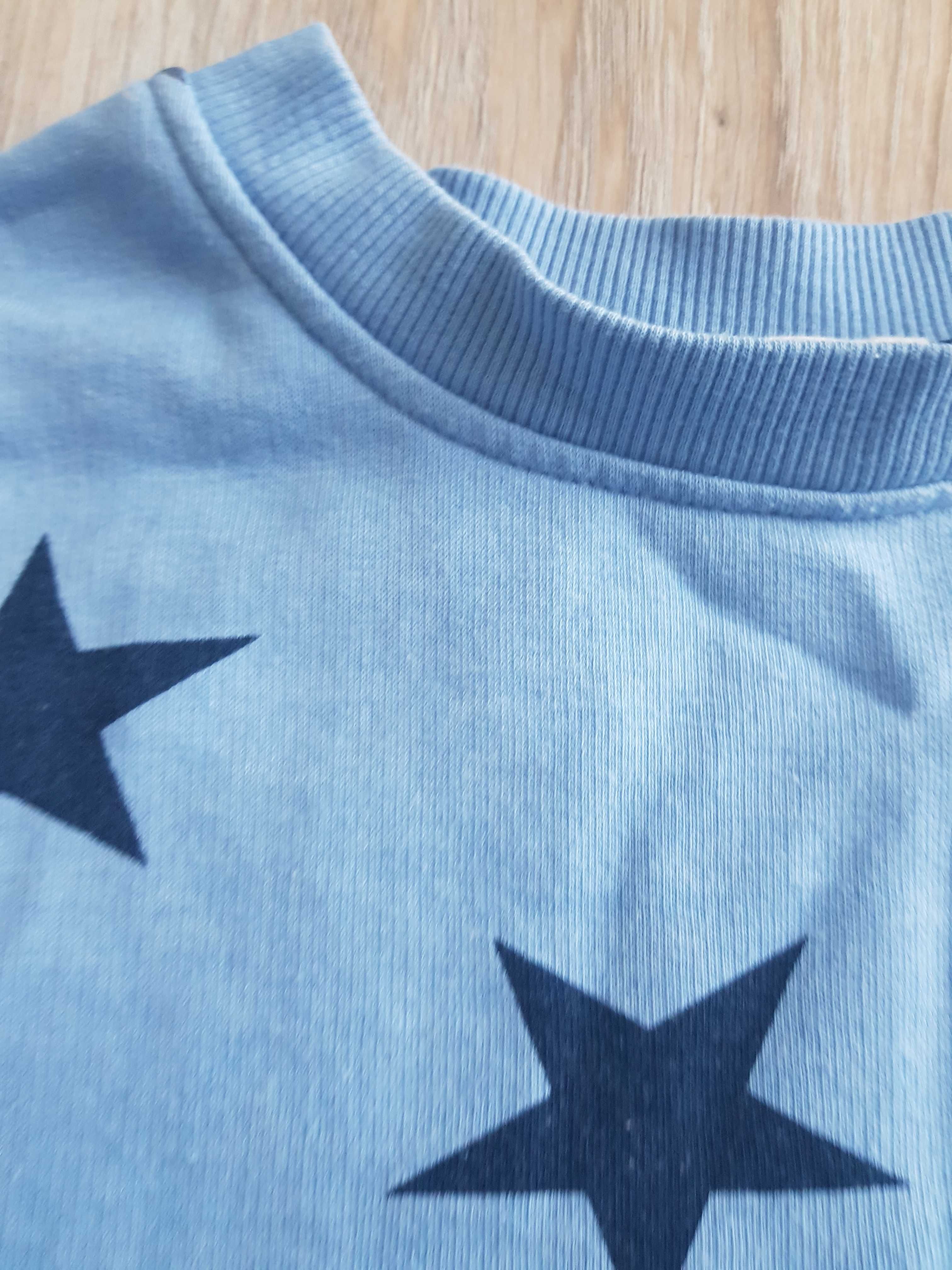 H&M bluza bluzka niebieska w gwiazdy dla chłopca 134 140