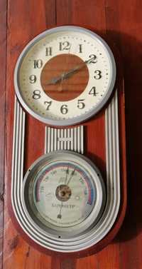 Stary zegar z barometrem Prl