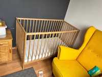 Drewniane łóżeczko dziecięce niemowlęce IKEA 120x60 plus materac