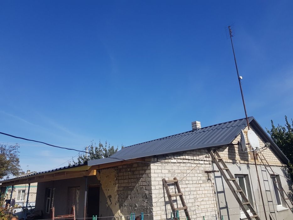 Кровля. Крыша. Ремонт. Брезент. OSB установка после прилетов