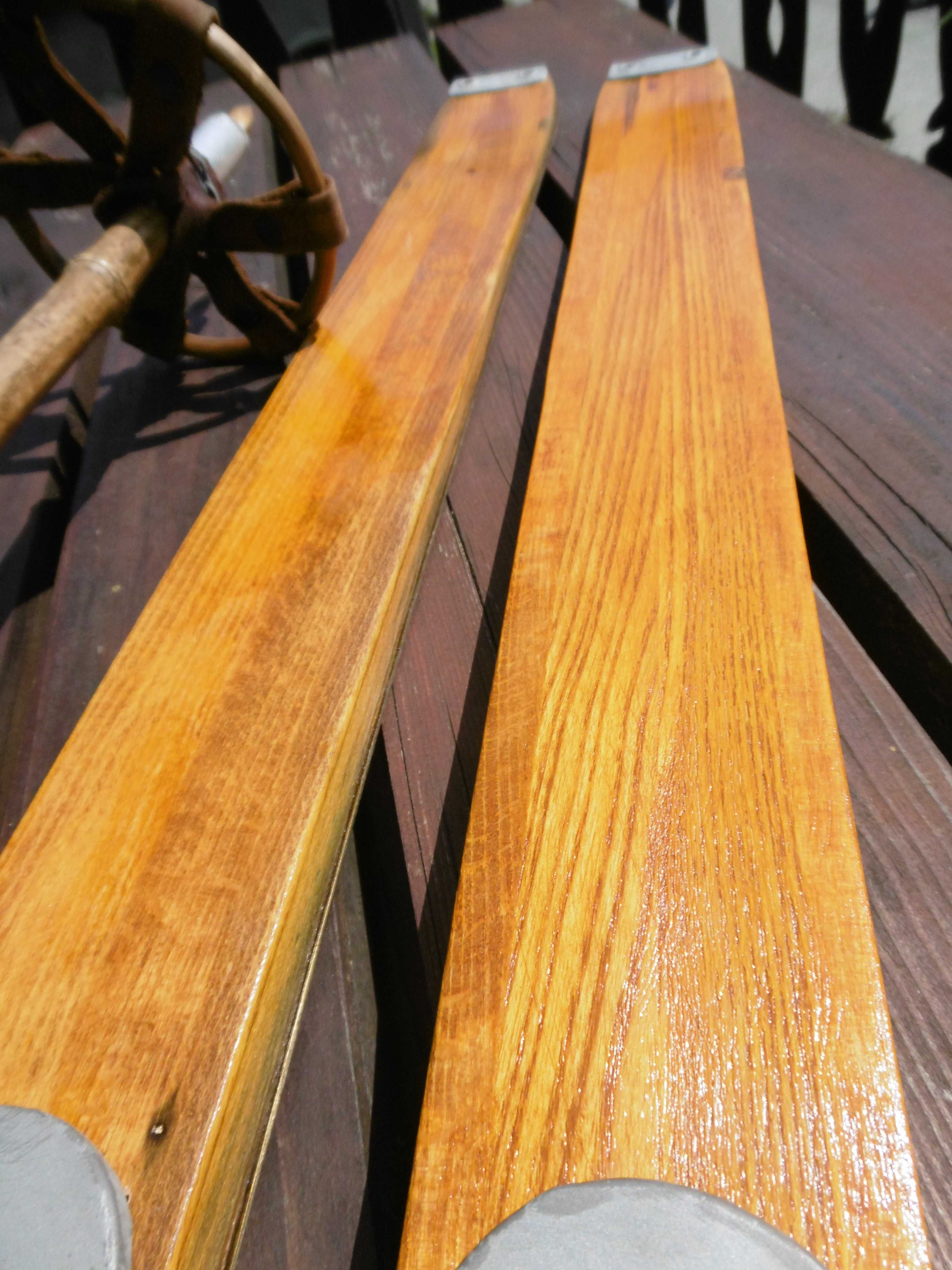Narty drewniane - 155 cm + kijki w komplecie