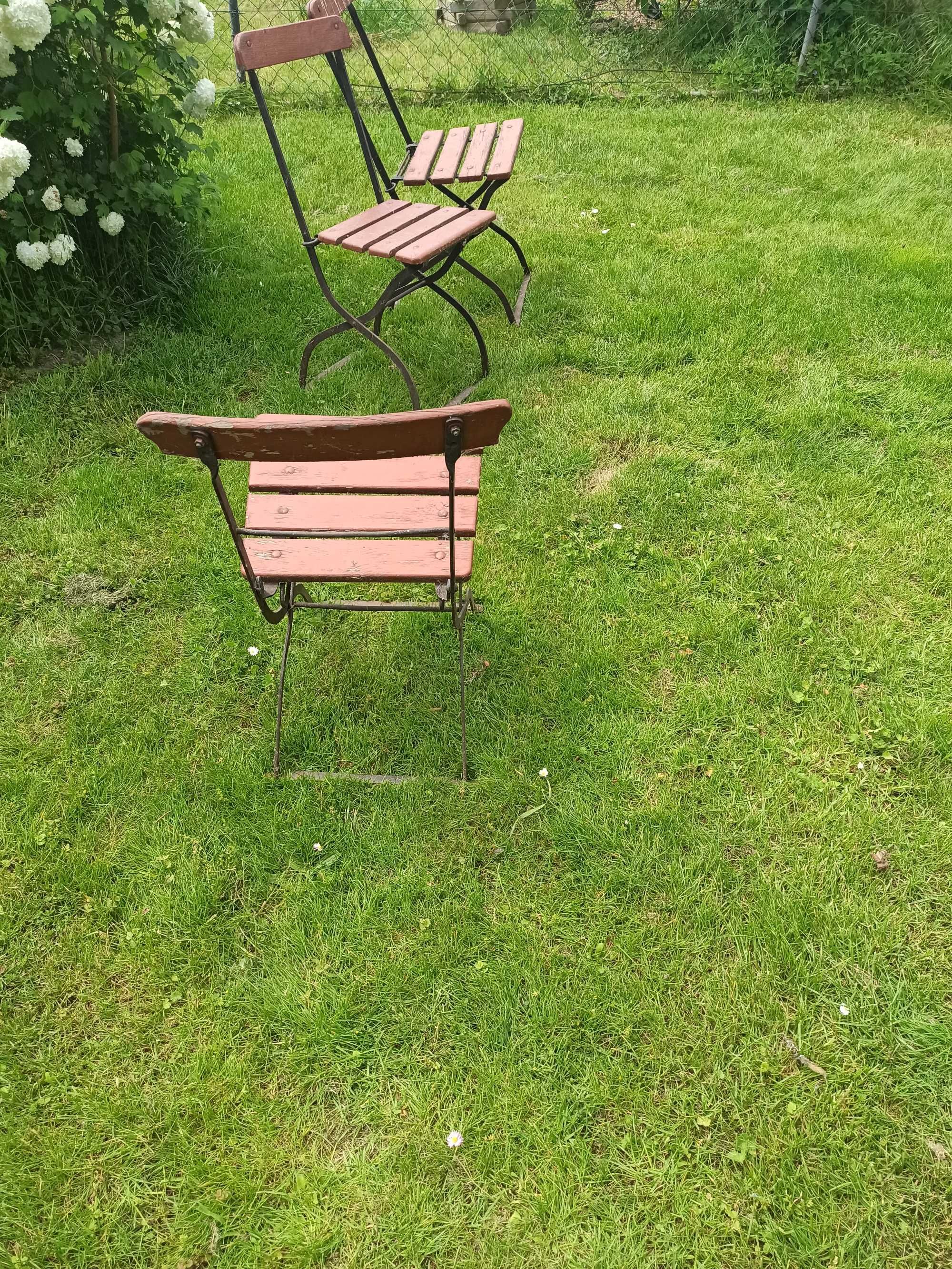 zabytkowe krzesła ogrodowe do renowacji 3 szt. poniemieckie