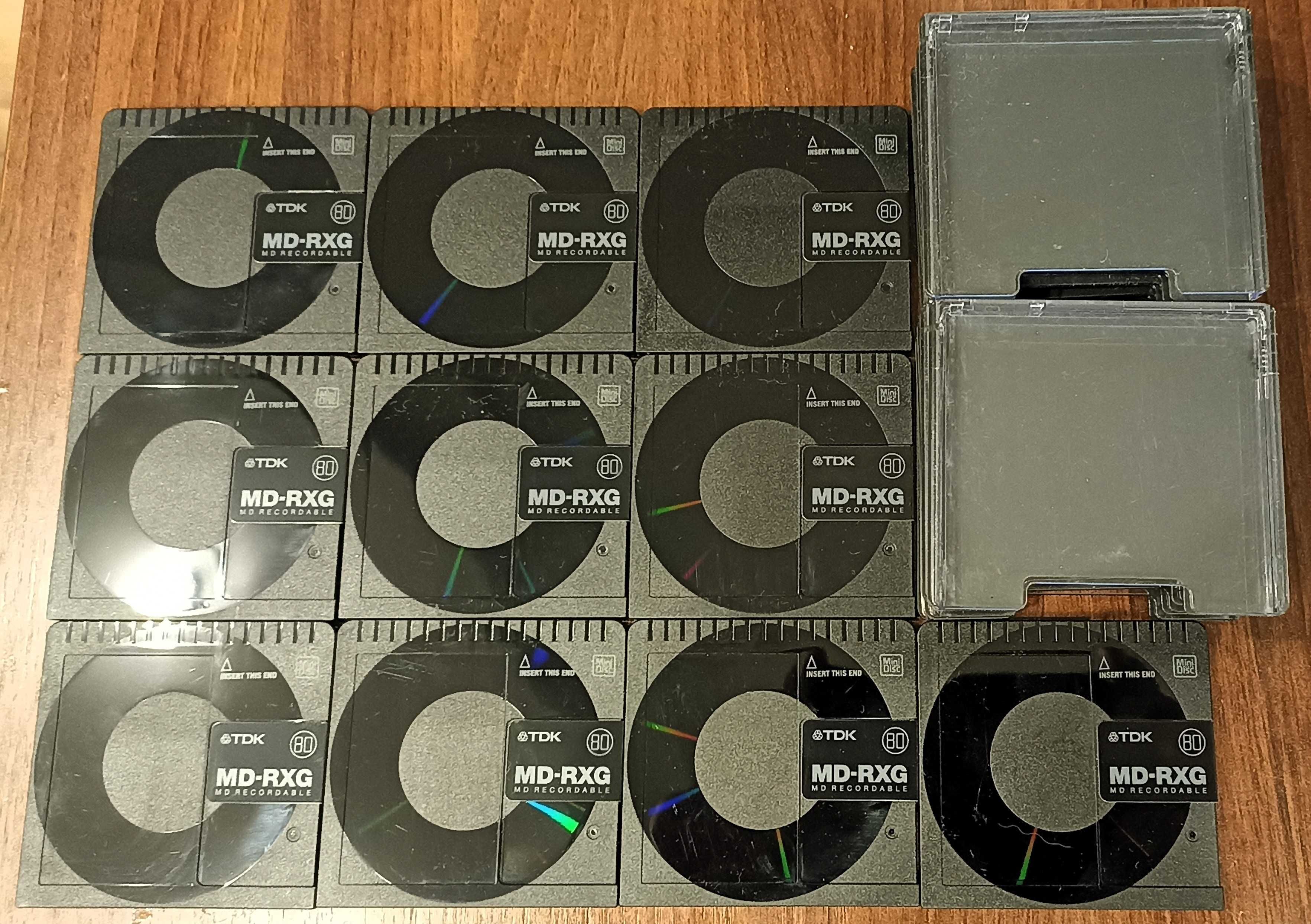 Zestaw 10 płyt MiniDisc TDK MD-RXG 80 + pudełka