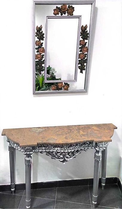 Mesa de apoio/entrada e espelho vintage