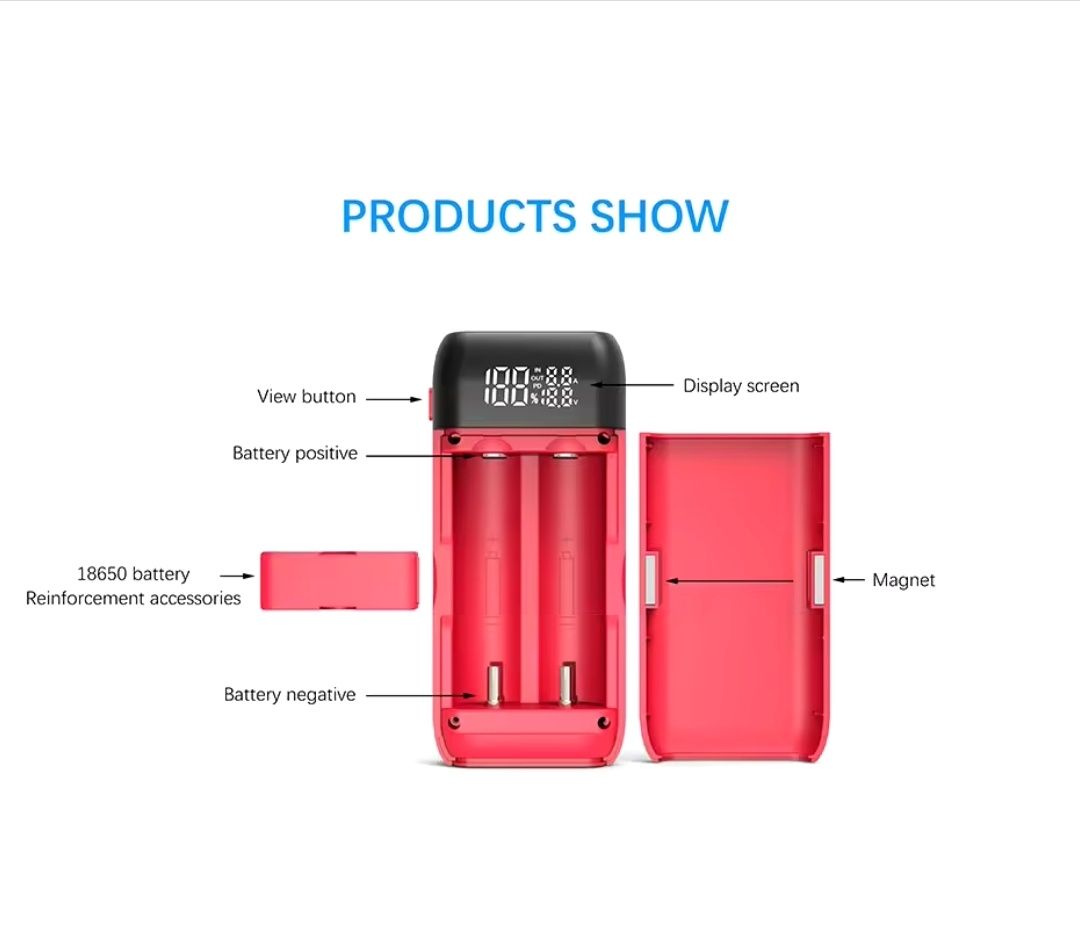 Power bank / Ładowarka, akumulatory liIon 18650, 10 000 mAh