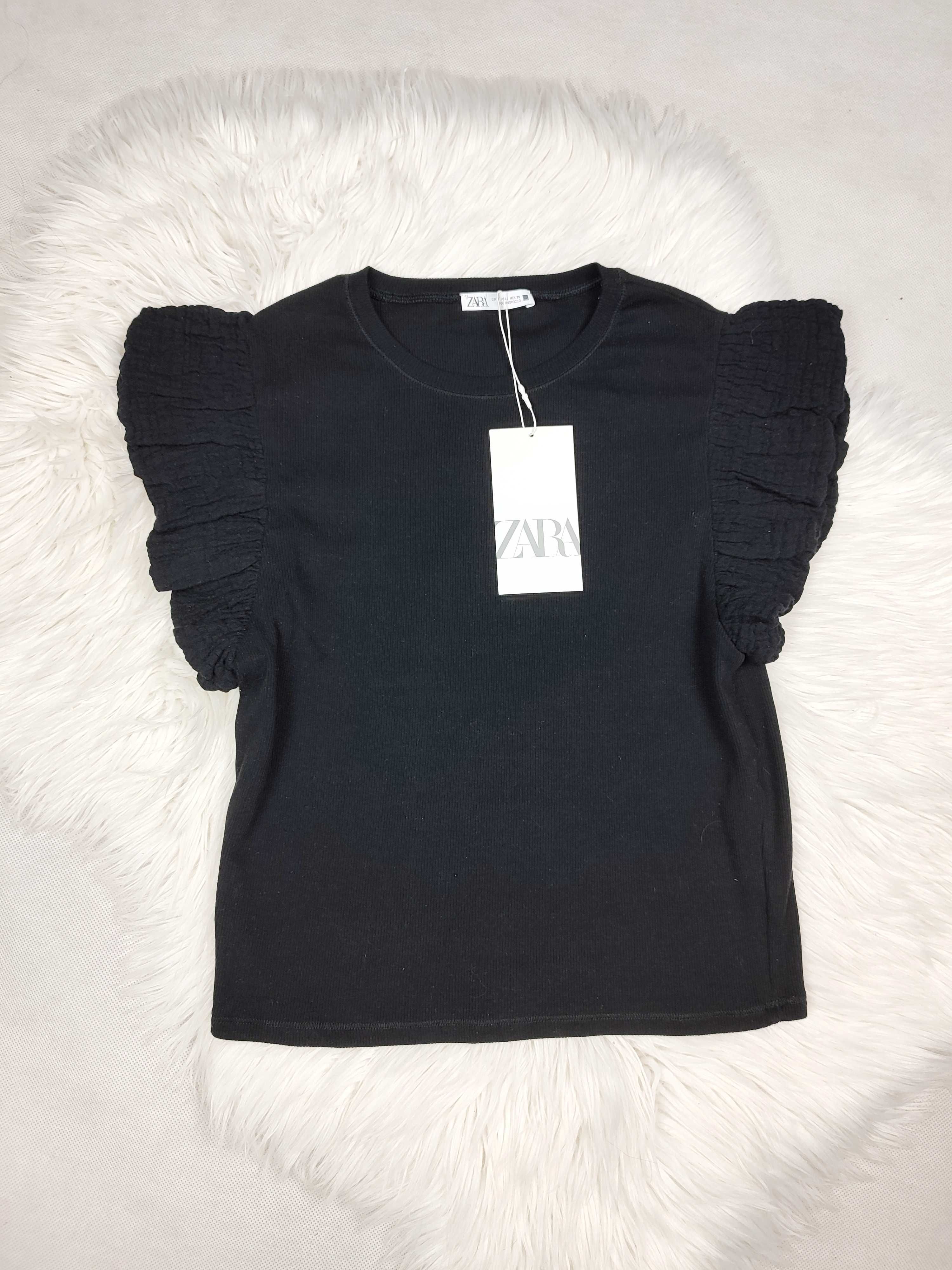 Czarna damska bluzka bawełniana t-shirt Zara r. S