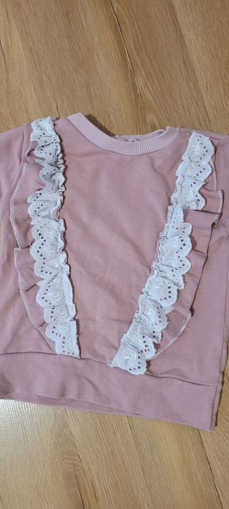 Piękna bluza falbanki brudny roz 86