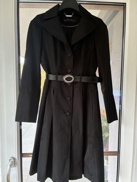 Zara płaszcz ze skórzanym paskiem Witchen cyrkoniowa sprzączka