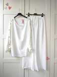 Piękny komplet oversize spodnie wide leg wysoki stan kimono M L
