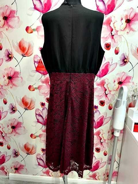 ax paris sukienka elegancka koronkowa bordo nowa hit roz.46