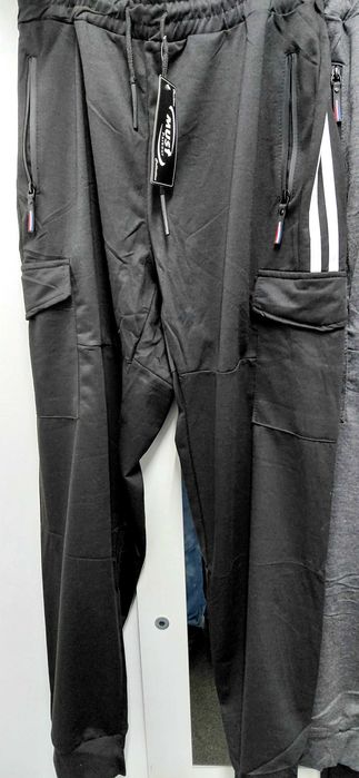 Spodnie dresowe męskie typu bojówki z kieszeniami na udach Xxl