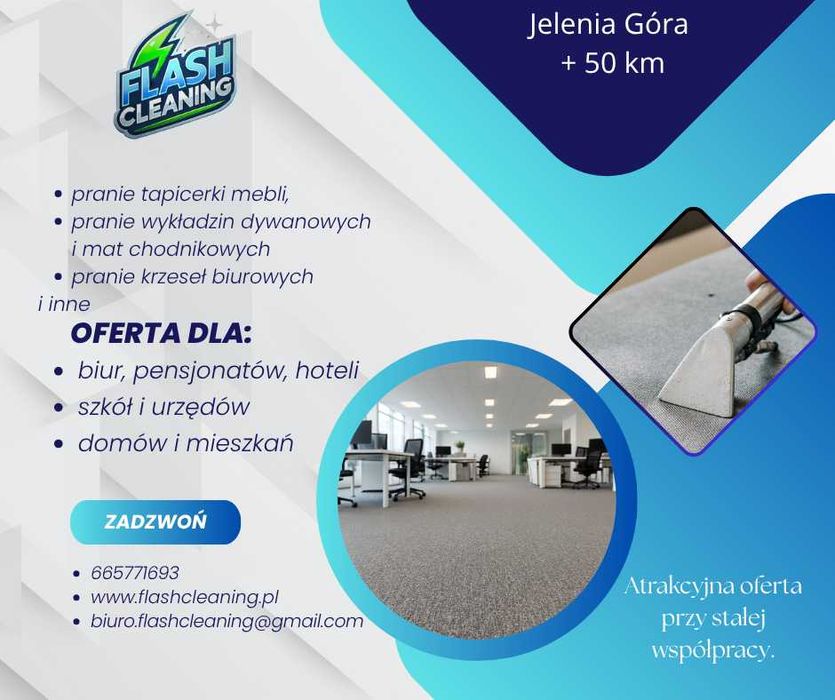 Pranie Tapicerki, Wykładzin Obiektowych Jelenia Góra + 50 km