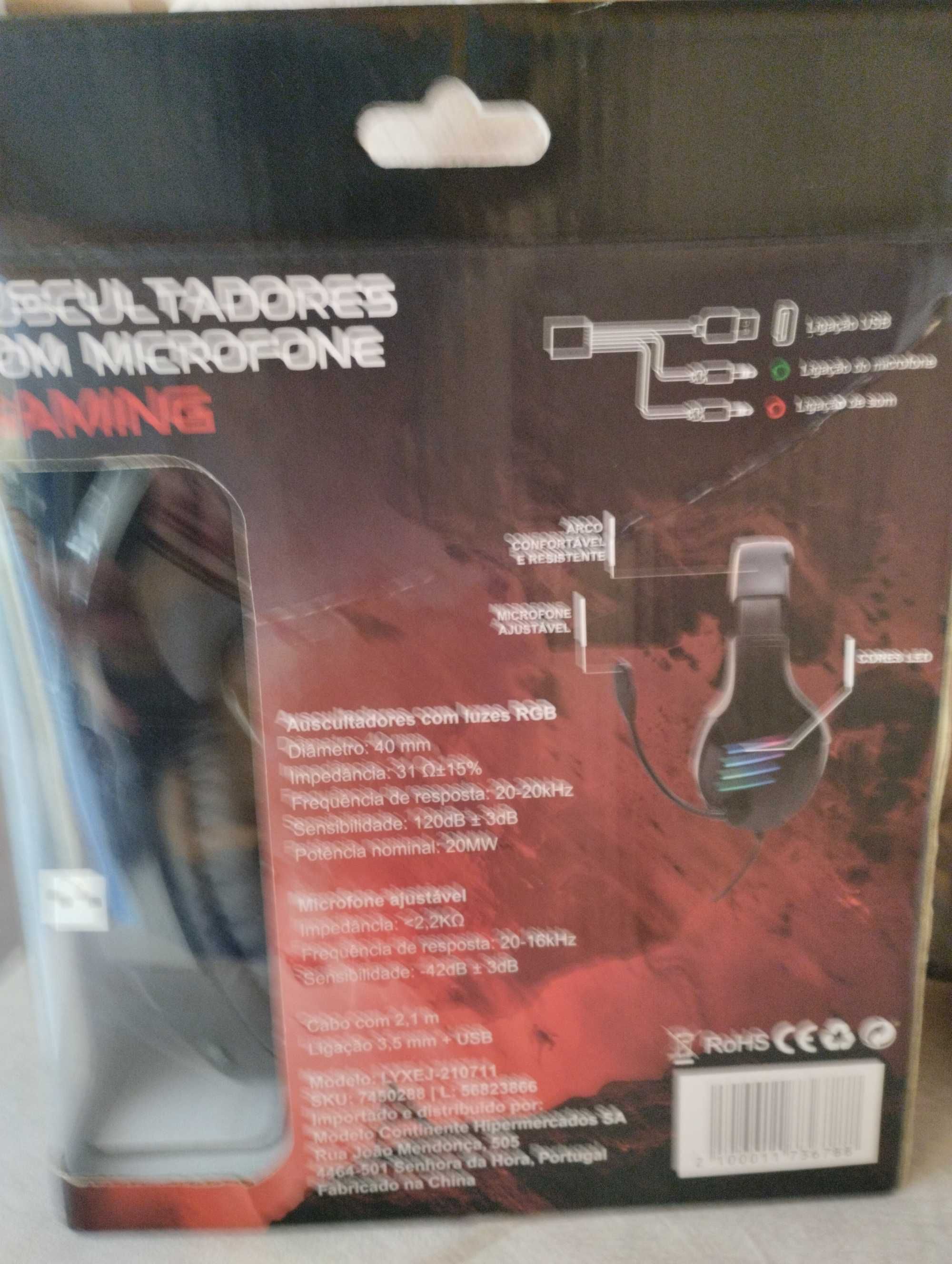 Auscultadores com microfone Gaming