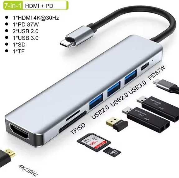 Usb type c Док станція Концентратор Адаптер HDMI PD card SD TF RJ45 4K