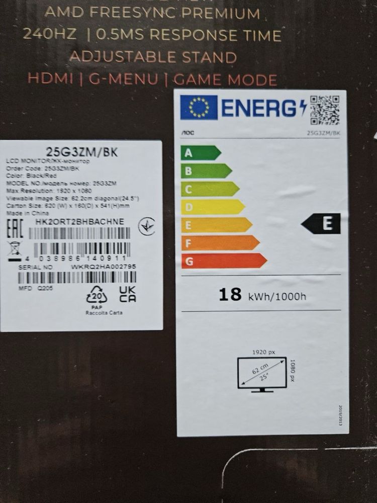 Monitor AOC 25g3zm 240hz