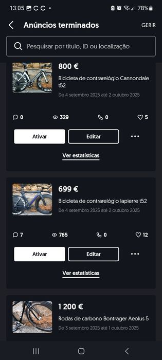 Bicicletas de estrada oportunidades