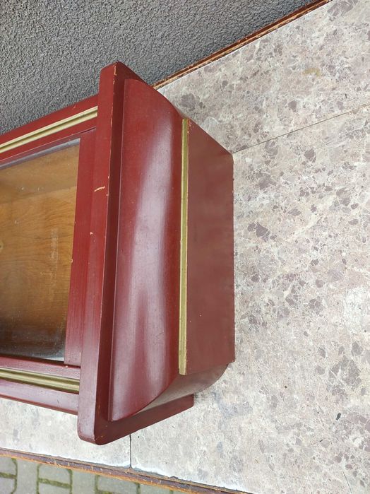 Szafka skrzynia obudowa starego zegara witrynka bordowa E225