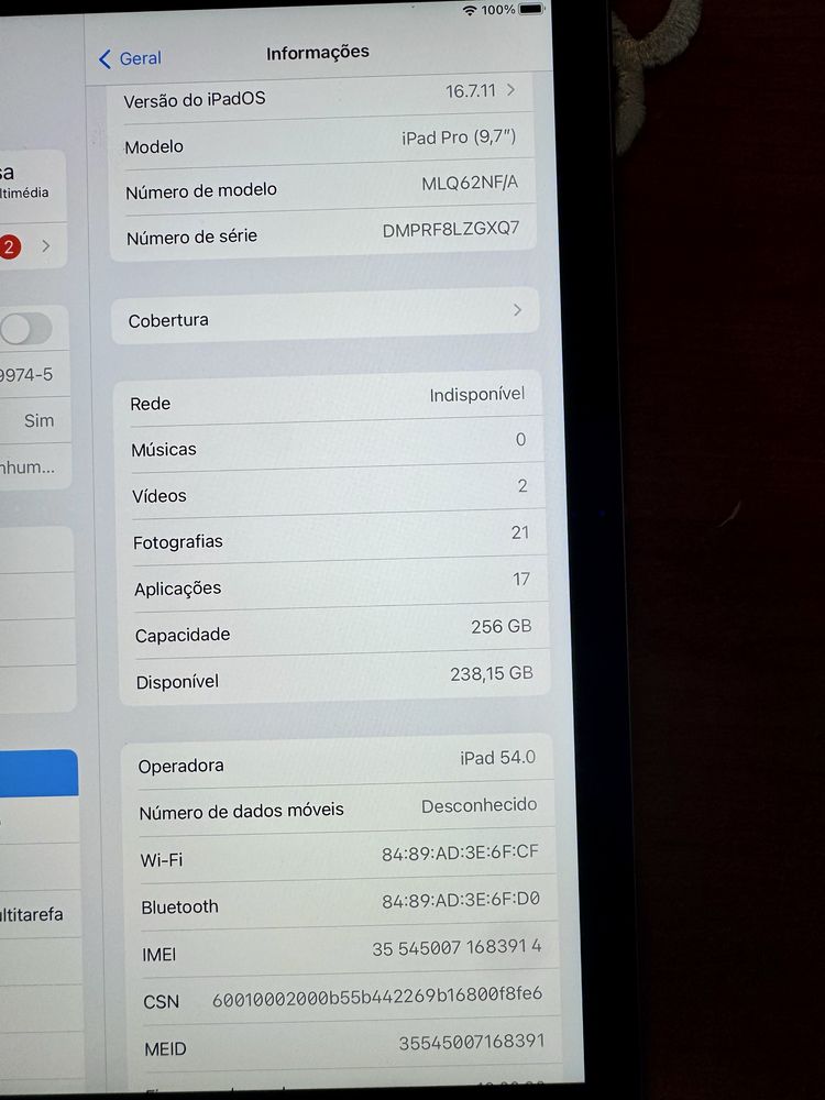 Ipad pro 256Gb de 10 polegadas