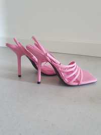 Sandały szpilki różowe Zara jak nowe rzemyki